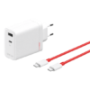 OnePlus 120W Dual Ports SuperVooc  Adapter + Cable (Type-C + Type-A) - White